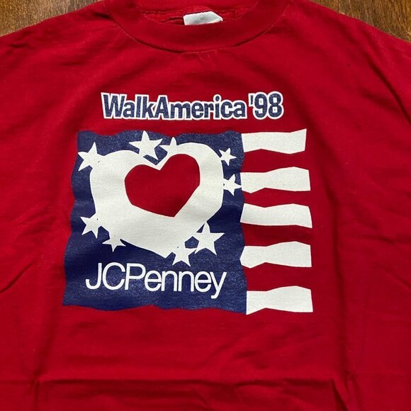 Vintage Walk America 1998 JCPenney Red White Blue T-Shirt Size Large - Picture 4 of 8